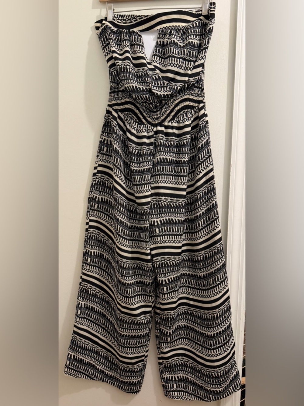 RED Saks Fifth Avenue Black & White Strapless Jumpsuit